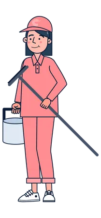 Girl mopping the floor  Illustration