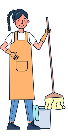 Girl mopping the floor  Illustration