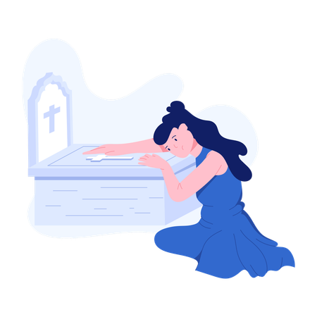 Girl Mourning on parents demise  Illustration