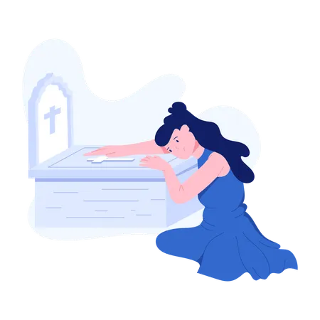 Girl Mourning on parents demise  Illustration