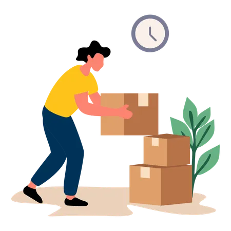 Girl moving to another residential house  Illustration