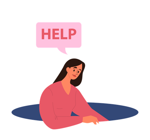 Girl need help for come out from depression  Illustration