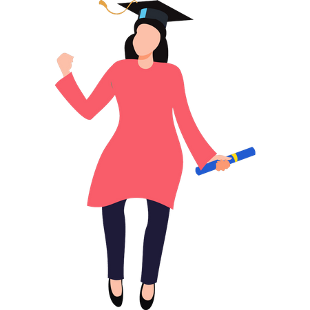 Girl obtained her graduation degree Illustration