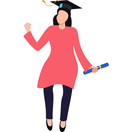 Girl obtained her graduation degree  Illustration