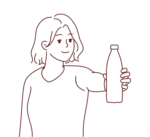 Girl offering water bottle  Illustration