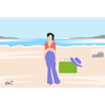 girl on beach illustrations free