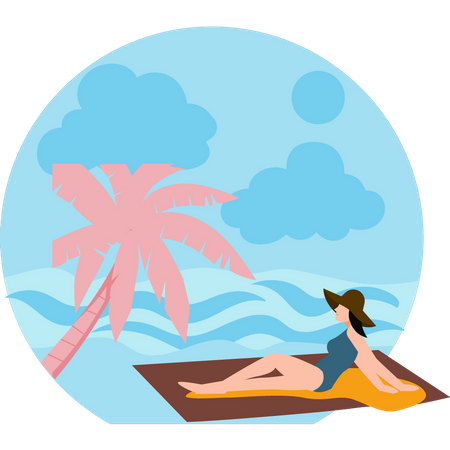 Girl on beach  Illustration