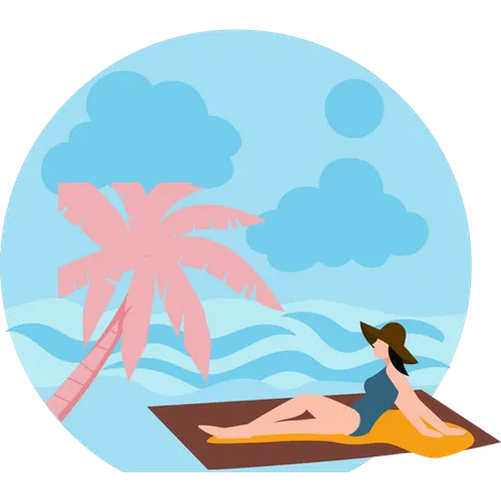 The Girl Is On The Beach Illustration