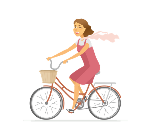 Girl on bicycle  Illustration