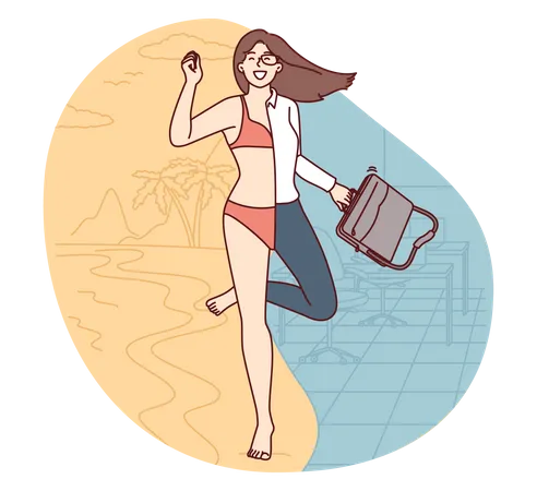 Girl on business vacation  Illustration