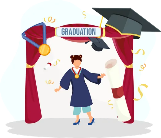 Girl on graduation ceremony  Illustration