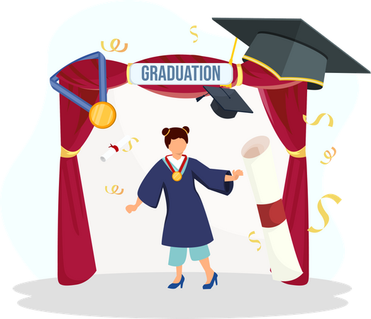 Girl on graduation ceremony  Illustration