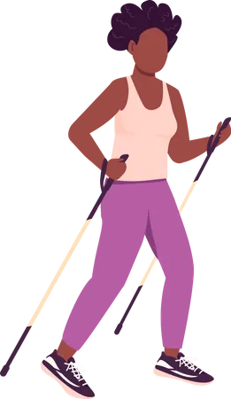 Girl on Nordic walk  Illustration