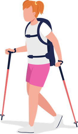 Girl on Nordic walk  Illustration