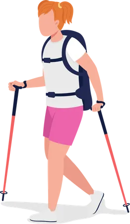 Girl on Nordic walk  Illustration