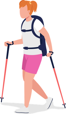 Girl on Nordic walk  일러스트레이션