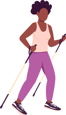 Girl on Nordic walk  일러스트레이션