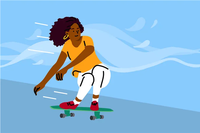 Girl on skatboard  Illustration