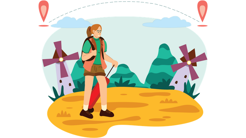 Girl on vacation  Illustration