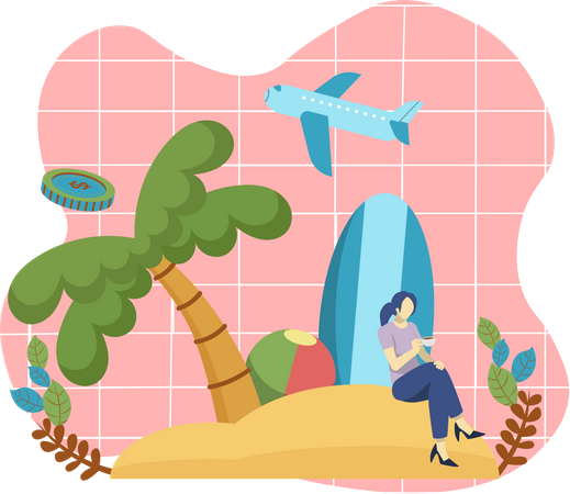 Girl on vacation  Illustration