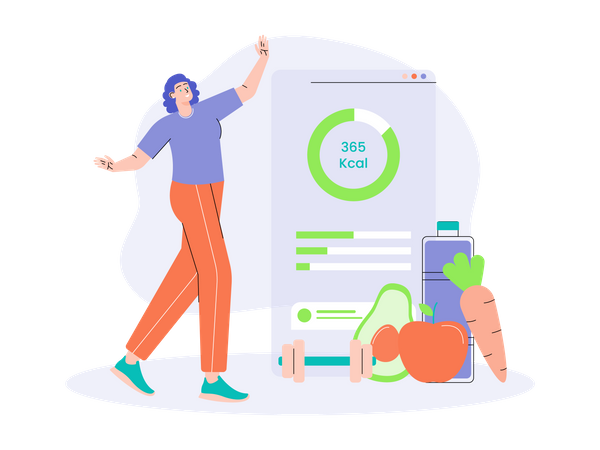 Girl on vegetable diet  Illustration