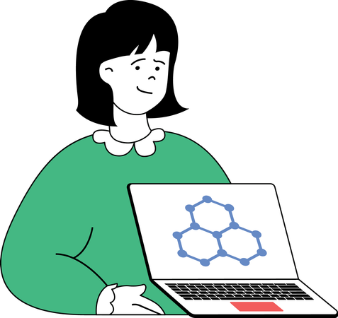 Girl online learning science formula  Illustration