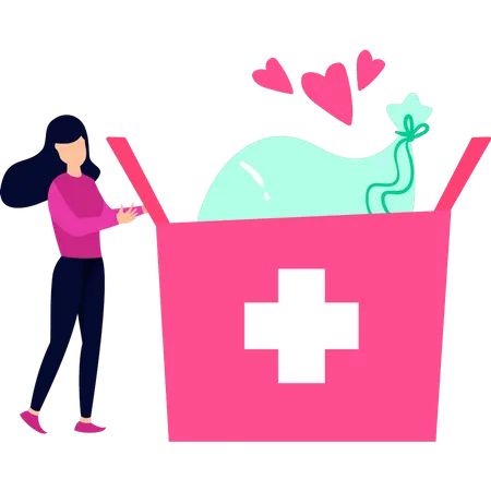 The Girl Opened The Donation Box Illustration