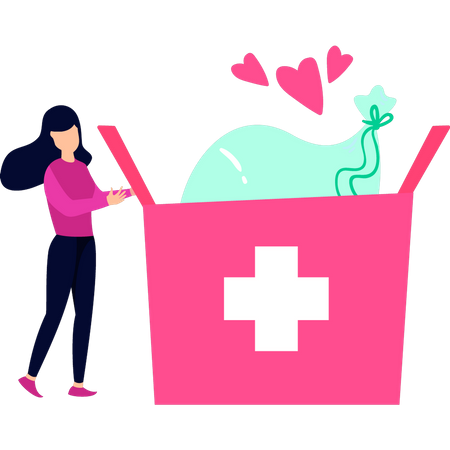 Girl opened donation box  Illustration