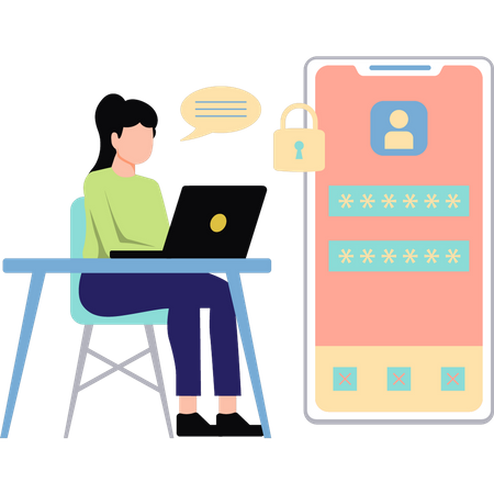 Girl opened locked ID  Illustration