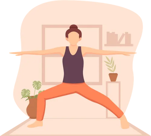 Girl opening arms wide while doing yoga  Illustration