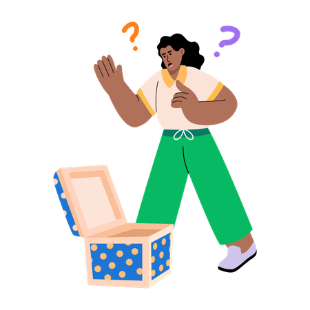 Girl opening mystery box  Illustration