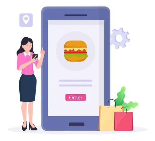 Online Food Order Vector Illustration Illustration
