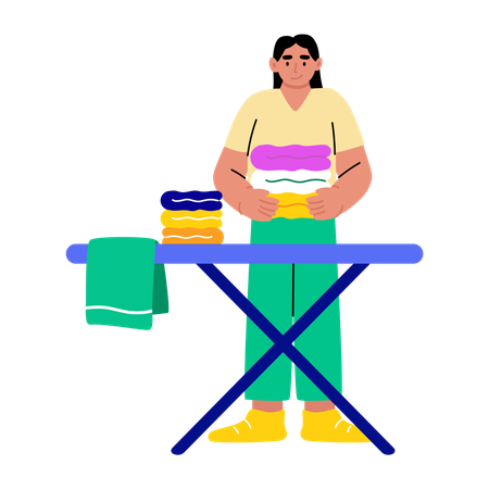 Girl organising clothes  Illustration
