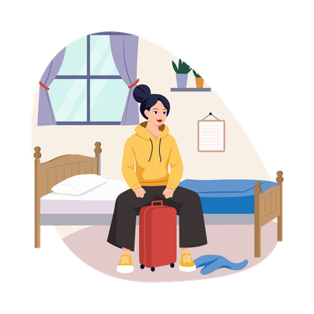Girl Packing Before Checkout  Illustration