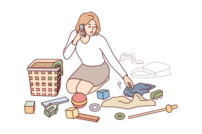 Girl packing for vacation  Illustration