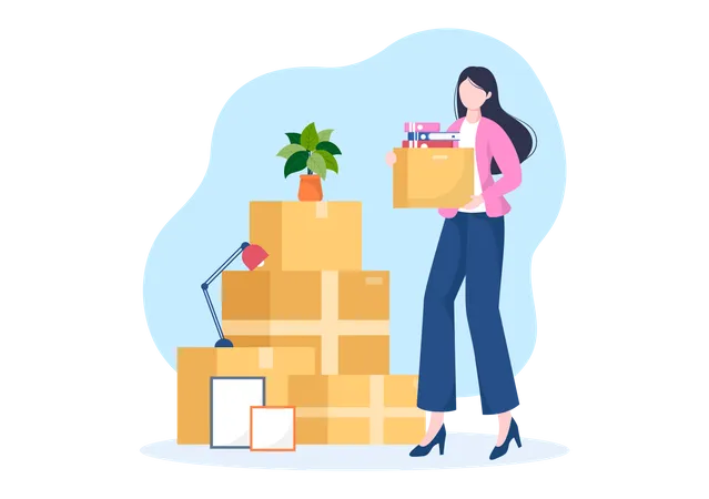 Home Relocation Or People Moving With Cardboard Packaging Boxes Or Pack Belongings Move To New Ones In Flat Cartoon Illustration Illustration
