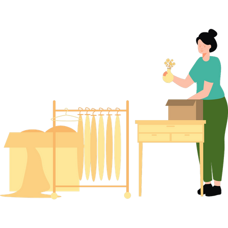 Girl packing luggage  Illustration