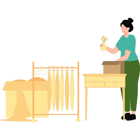 Girl packing luggage  Illustration