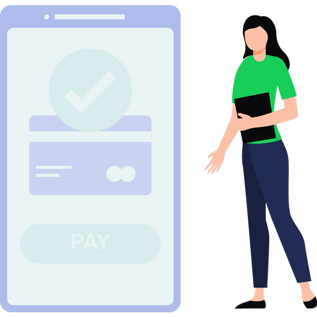 Girl paid bill online  Illustration