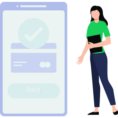 Girl paid bill online  Illustration