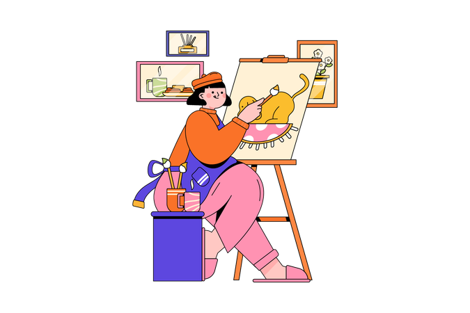 Girl painting  Illustration
