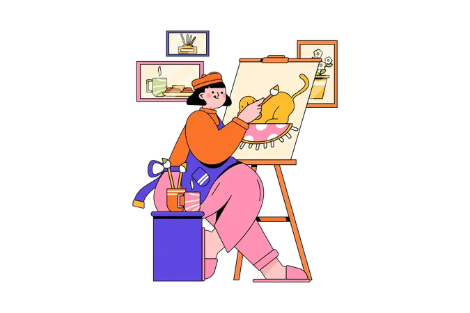 Girl painting  Illustration
