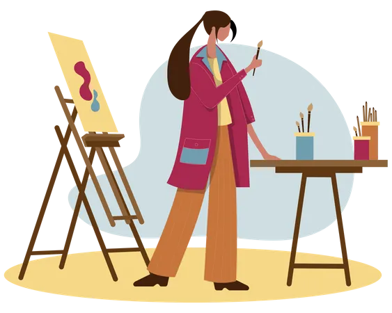 Girl painting  Illustration