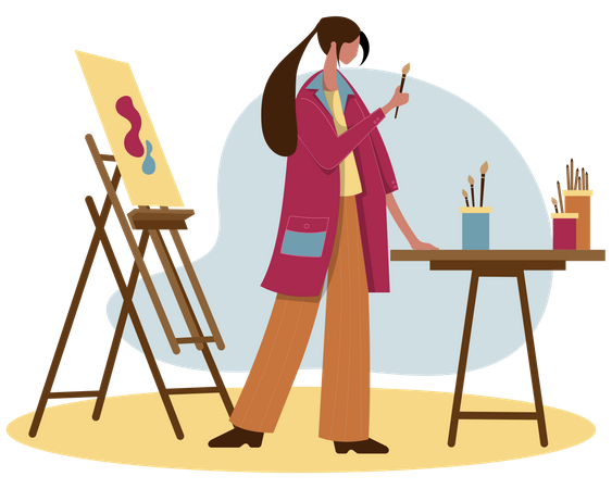 Girl painting  Illustration
