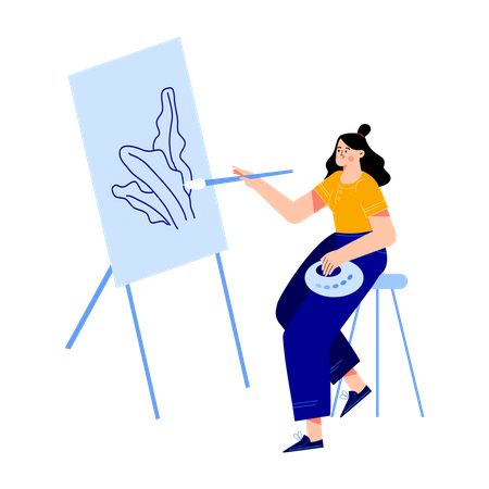 Girl painting  Illustration