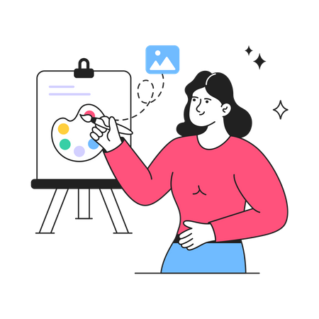 Girl Painting  Illustration