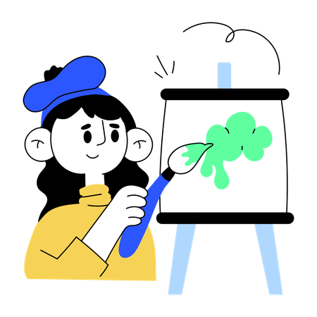 Girl painting on a canvas  Illustration