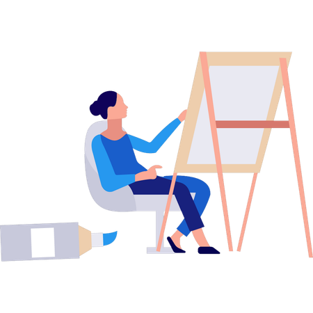 Girl painting on board  Illustration