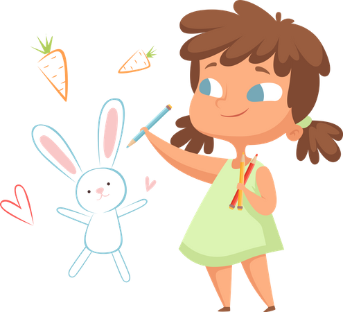 Girl painting on wall  Illustration