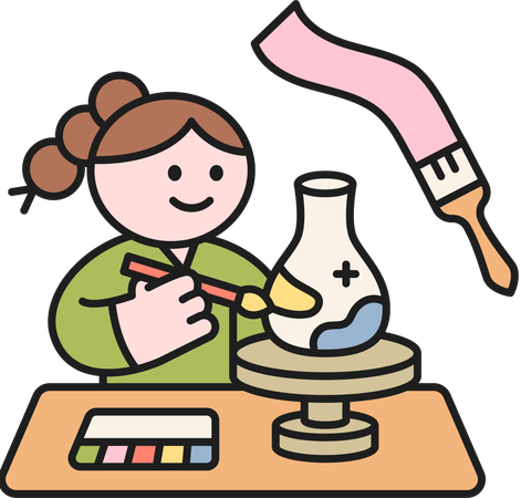 Girl painting pot  Illustration